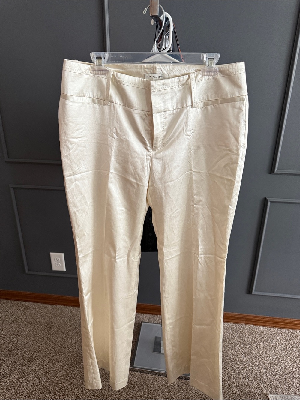 Banana Republic Ryan fit silk blend pants cream size 12